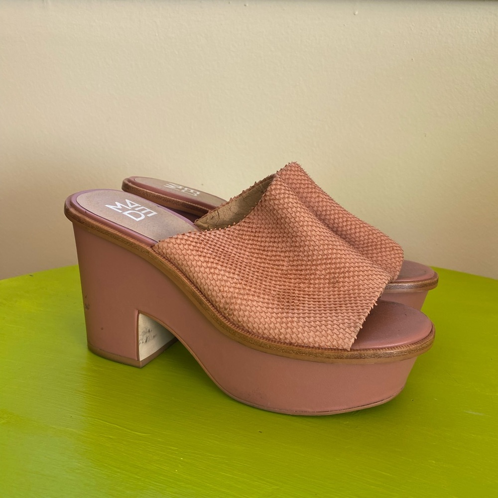 m4de pink chunky heeled mule